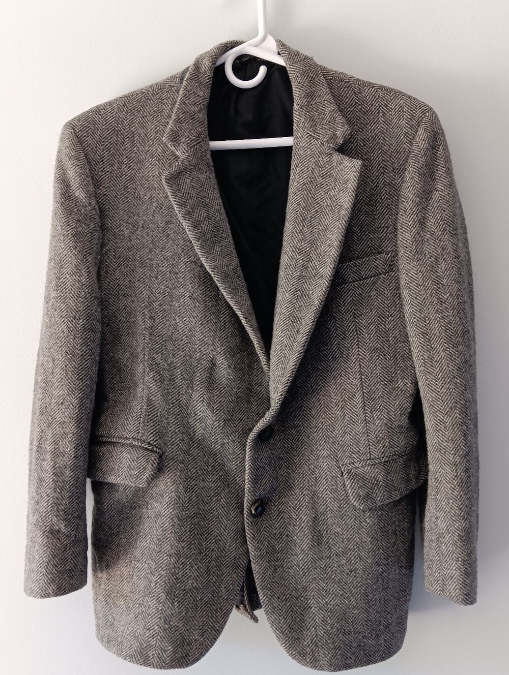 Stafford Wool Blazer Herringbone 2 Button Front Pockets Classic Tweed Brown 40